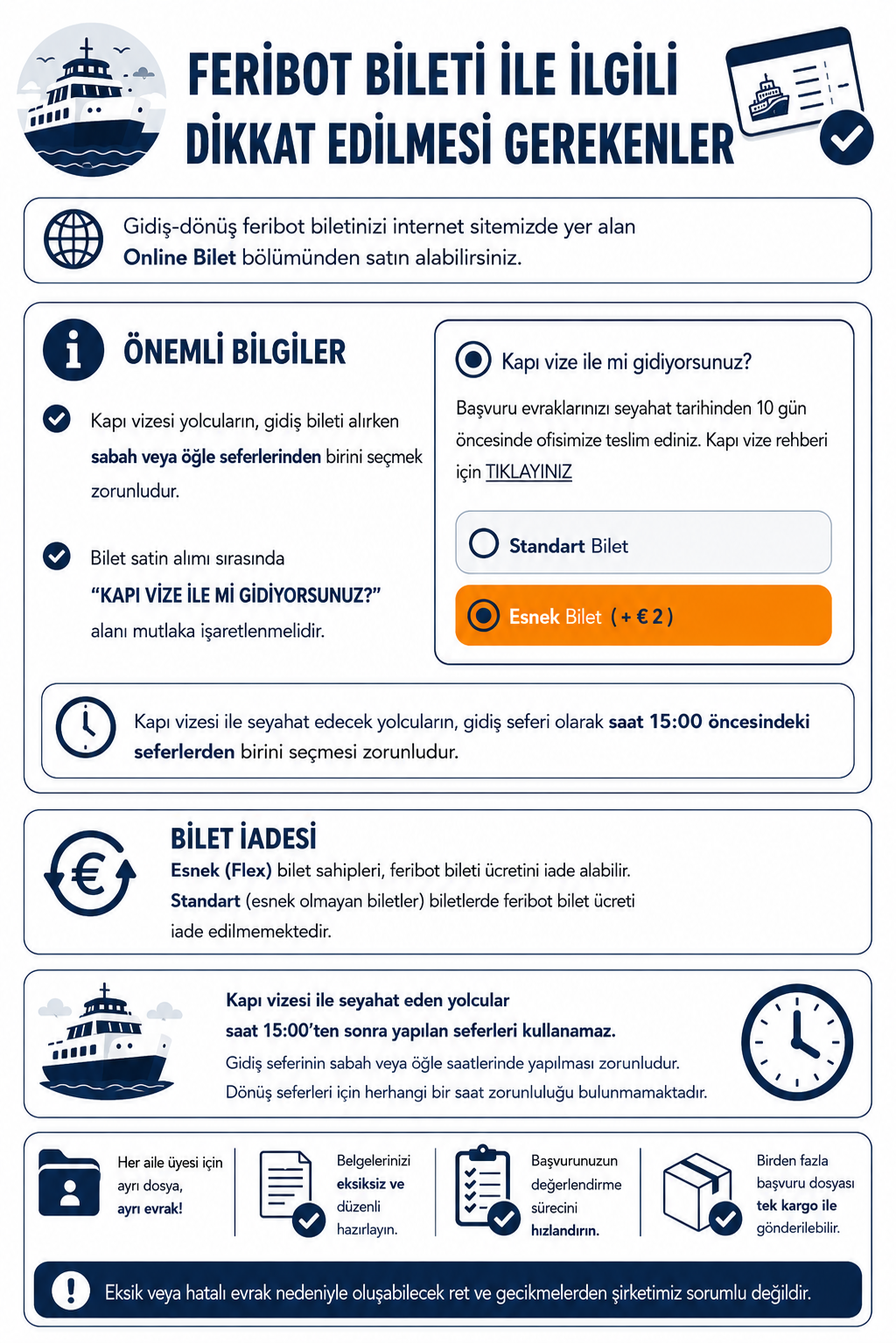 FERİBOT BİLETİ İLE İLGİLİ DİKKAT EDİLMESİ GEREKENLER